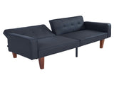 Modern PU Leather Futon Sofa with Tufted Backrest, Adjustable Reclining Couch with Wood & Metal 17372453