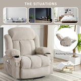 Swinging recliner massage heated sofa, with USB and 2 cup holders in side pockets, W1807P298192