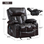 ZUN Recliner Chair Heating massage for Living Room with Rocking Function and Side Pocket W1807103693