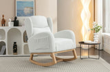 049-Teddy Fabric Rocking Chair With Packet Wood Legs,Ivory W527P147427