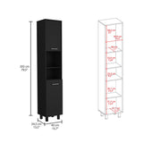 Hobart Pantry, Three Interior Shelves, Two Shelves, Two Cabinets -Black B20091870