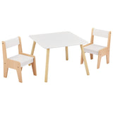 White & Wood Tone Kids Table and 2 Chairs Set, MDF, 60*60*44cm 11132323