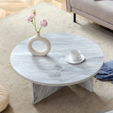 A Multi-style Decor Friendly MDF White Round Coffee Table, Featuring Modern Minimalism and Nordic W3226P278924