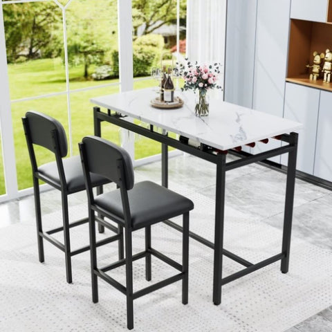 ZUN Kitchen Table Set, Dining Table and Chairs for 2, 3 Piece Dining Room Table Set with 2 Upholstered W578P150069