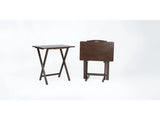 3-Piece Rubberwood Folding TV Tray Table Set of 2 with Storage Rack, Walnut 16434588