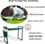 ZUN Garden Kneeler & Seat Folding Multi-Functional Steel Garden Stool with Tool Bag EVA Kneeling Pad W2181P193282