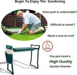 ZUN Garden Kneeler & Seat Folding Multi-Functional Steel Garden Stool with Tool Bag EVA Kneeling Pad W2181P193282