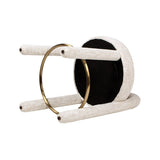 Penny 26.5" Round Arched Upholstered Counter Stool, Set of 2, Travertine Beige Chenille B2719P360149