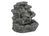 5-Tiered Concrete Tall Slim Fountain, 23.85"H LED-Lit Column, Space-Saving Modern Outdoor Accent, N765P324556G