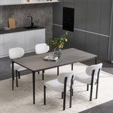 Modern Dining Room Chairs Set of 2, Mid-Century Upholstered Boucle Kitchen Dining Chairs with Black W3244P296972