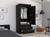 Lisboa Armoire, Rod, Double Door, Two Drawers, Metal Handles B070P188848