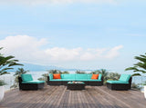 Brown Gradient Rattan Lake Blue Cushion Cushion Vacuum Packing Rattan 7 Piece Set 94011452