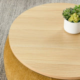 Round Storage Ottoman, 2 in 1 Function, Work as End table and Ottoman,with small seat,Dark W487P165700