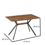 Modern Minimalist Style Dining Table MDF wooden Top Black Metal Shelf Metal Heat Transfer Legs W241132801