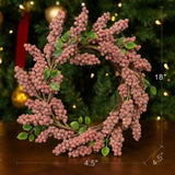 Christmas Pinecone Wreath 18x18x4.5" Timeless Red Frosted Wall Wall Hanging Berry Ring Holiday Door 39503145