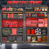 5 Tier Storage Rack, Adjustable Height Shelving, Warehouse Supermarket Basement Storage, Black 10889298