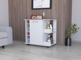 Woodland Bar Cart with Casters, Wine Rack and Open Shelf White B062111726