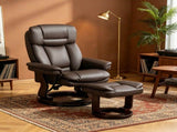 PU Leather Swivel Recliner, Reclining Chair with Footrest, Dark Brown 49357863