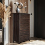 ZUN Brown MDF with Solid Wood Veneer 73*40*120cm Vertical 5-Drawer Chest of Drawers 43265670