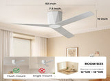 Ceiling Fans with Dimmable Led Lights, 52 Inch Flush Mount Ceiling Fan Remote Control, Quiet DC 91057415