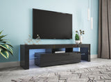 Modern Black TV Stand, 20 Colors LED TV Stand w/Remote Control Lights W33131067