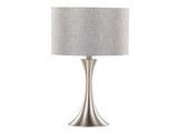 Lenuxe 24" Contemporary Metal Table Lamp in Polished Nickel and Grey Sparkly Linen Shade with Silver B202P224076