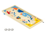 Colorful Wooden Pinball Machine, 3 Metal Marbles & Spring Plunger, Dual Flip Controls for Fun 02151938