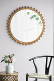 ZUN D34" Wood Round Mirror with Beaded Frame, Circle Wall Mirror for Living Room Bedroom Entryway W2078126450