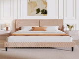 Simple Modern Camel Plush Soft Bed Comfortable Backrest Bedroom Bed,Queen N769P292572E