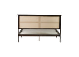 Queen Size Rubber Wooden, Solid Wooden Bed with Rattan Headboard, Enhanced by Support Feet,Espresso W504P252031