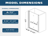 1 3/8" adjustment,universal pivot shower door, open outside, with 1/4" tempered glass finish 3672 W2122131056