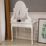 ZUN With Light Bulb Single Mirror 5 Drawer Dressing Table White 60709581