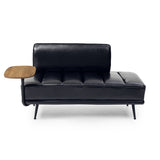 55"Inch Width Modern End of Bed Bench,Black Faux Leather Upholstered With side table, 360-degree W2677P196631
