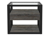 Set of 2 Modern End Table with Drawer - Nightstand for Bedroom Living Room, Rustic Wood Grain MDF W241P246927