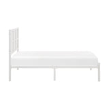 1pc Twin Platform Bed, Metal Frame White Finish Faux Cane Panel Headboard Casual Coastal Bedroom B011P214039