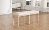 ZUN TOPMAX Vintage Traditional 50.4inch Upholstered Dining Bench with 6 Solid Wood Legs, Natural N717P170409A