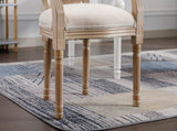 French Vintage Upholstered Fabric Dining Armchair, Set of 2, Beige W1622113267