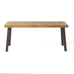 ZUN Della Acacia Wood Dining Table, Natural Stained with Rustic Metal, Brown, Grey 57192.00INTL