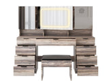 Large Vanity Table Set with 3 Opening Mirrors and LED Lights, Vanity Table with Full Storage Behind 95580572