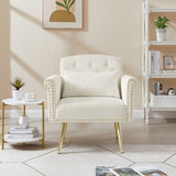 OFF WHITE velvet armchair with metal legs W58861172