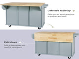 Kitchen Cart with Rubber wood Drop-Leaf Countertop ,Cabinet door internal storage racks,Kitchen 24138755