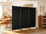 3-Panel Folding Room Divider, Black Freestanding Privacy Screen & Portable Partition for Bedroom, 23116714