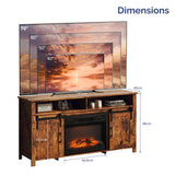 58" Weathered Barn Door Fireplace TV Stand for 23" Insert, Sliding Track 84621261