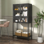 ZUN 59"H Heavy Duty Metal Storage Cabinet,Sideboards & Buffet,Display Storage Cabinet with Glass Doors W2735P186329