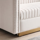 Contemporary Vertical Channel Tufted Velvet Sofa Loveseat Modern Upholstered 2 Seater Couch for W1117P147302