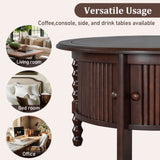 Vintage Round Coffee Table Storage in 30.3" for Living Room, Mid Century Modern Cocktail Table N735P277387D