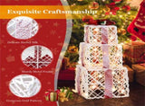 3-Piece Flocked Christmas Gift Boxes - 60 Warm-White LEDs, Timer Function, WhiteRed Festive Decor 84994515