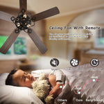 ZUN Low Profile Ceiling Fan with Lights,Blade Dark Wood 52-inch Ceiling Fan W1592P154143