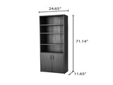 5 Shelf Bookcase with Doors, Black Finish 75212620