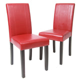 Urban Style Solid Wood Leatherette Padded Parson Chair, Red, Set of 2 T2574P164534